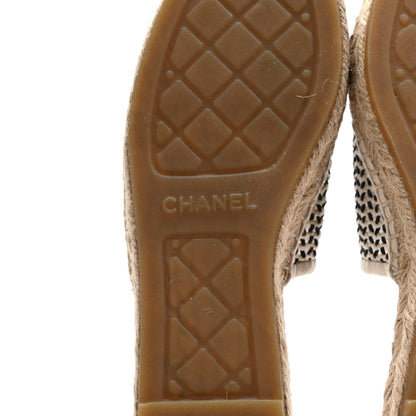 Chanel Mesh Grosgrain CC Espadrilles Mule 36 Beige Black 6 of 8