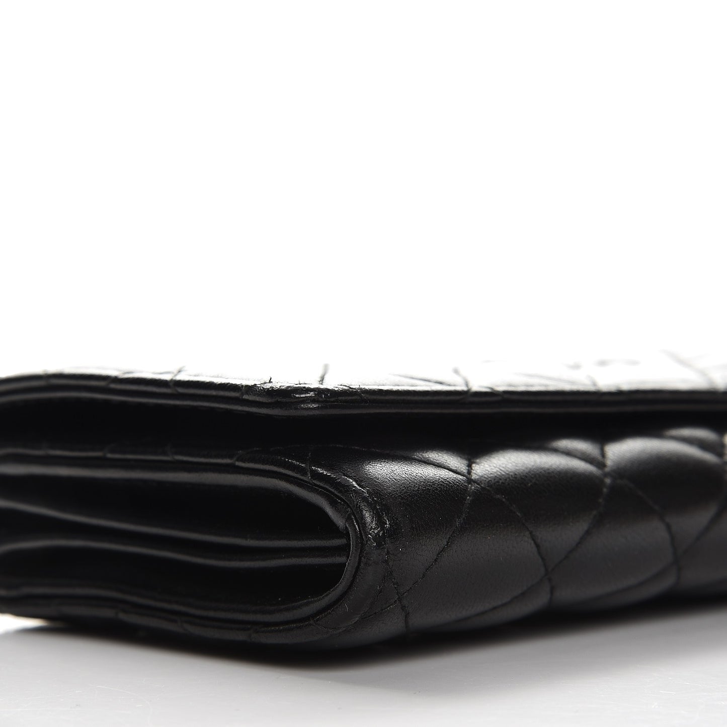 Lambskin Quilted Large Diamond CC Flap Wallet Black