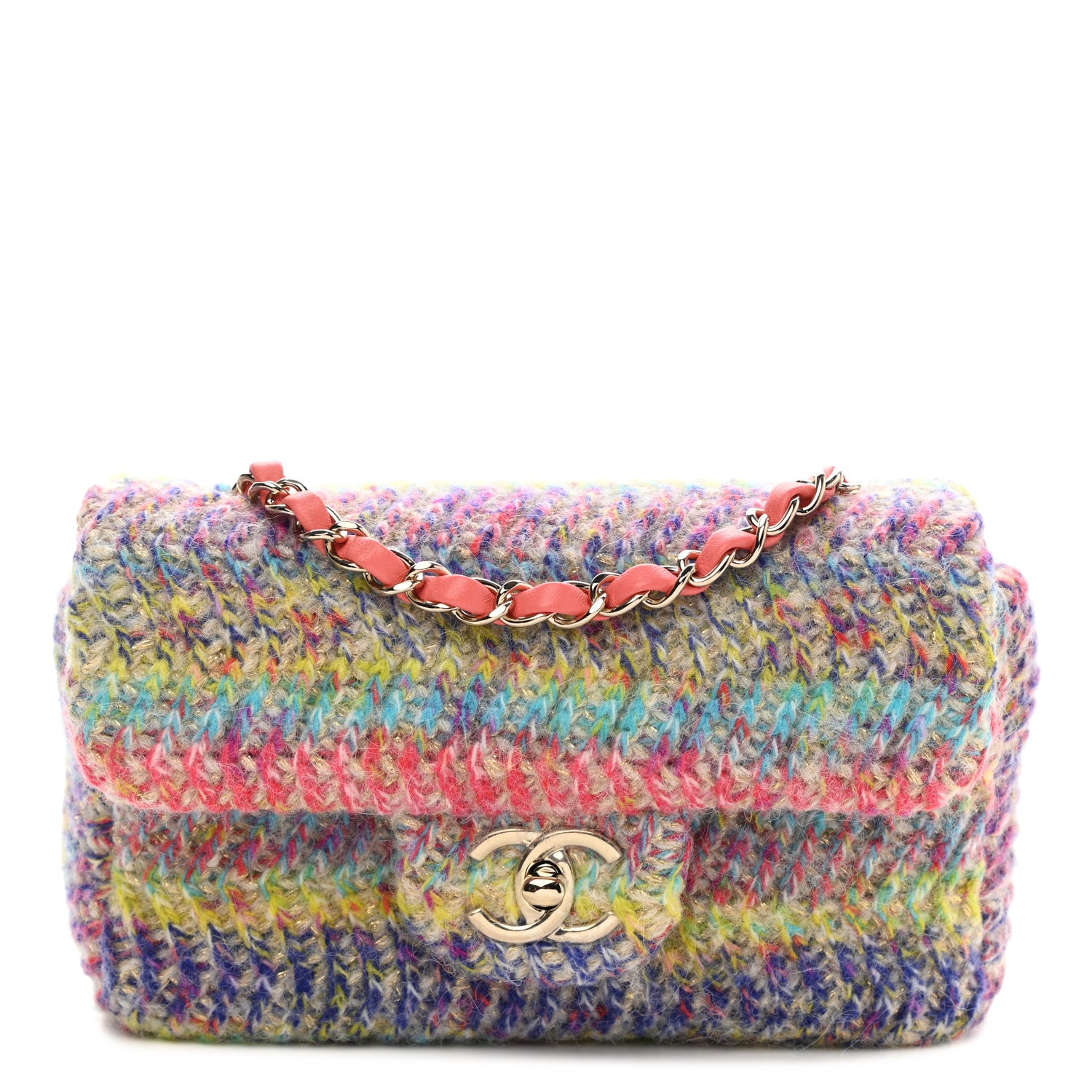 Chanel Knit Mini Rectangular Flap Orange Multicolor 1 of 8