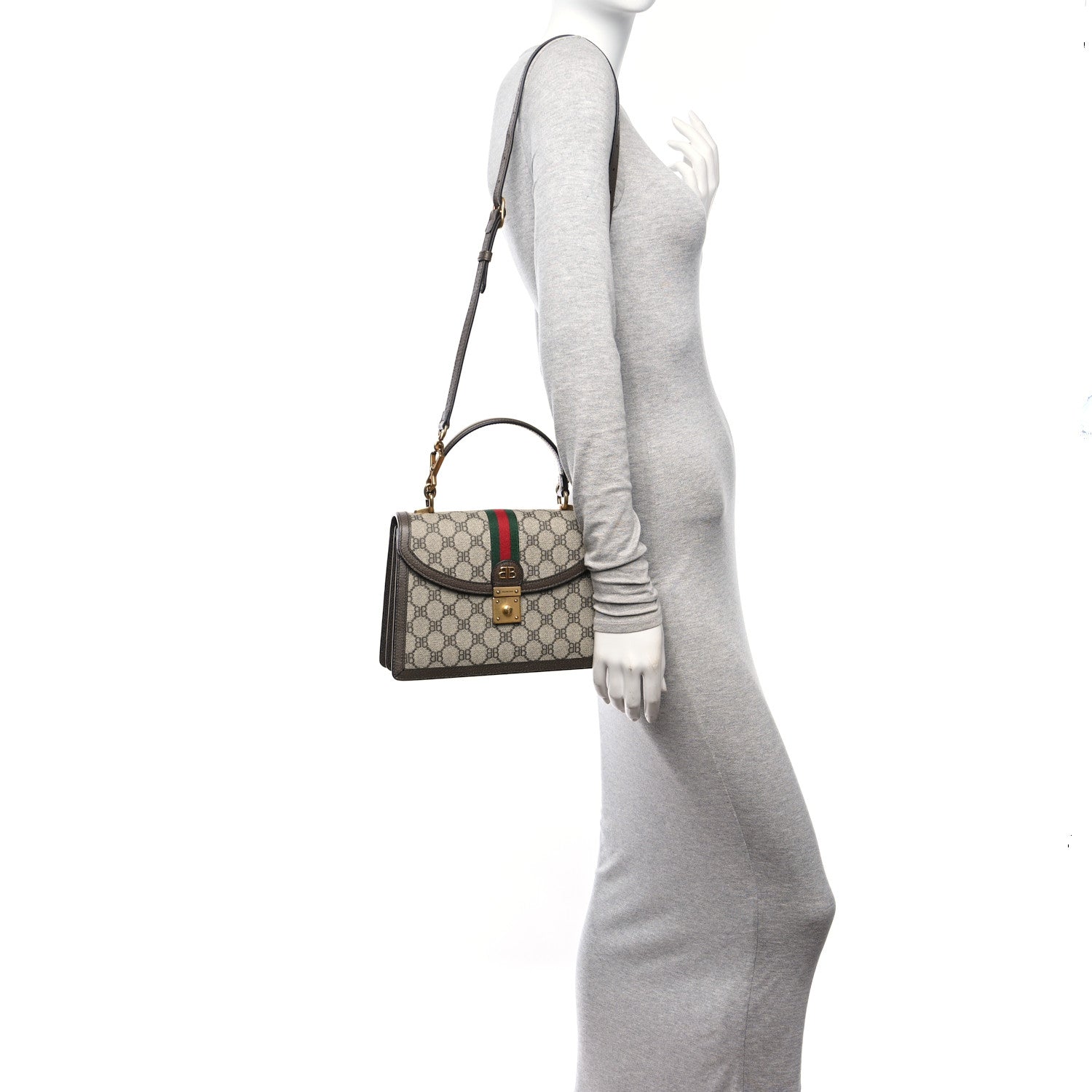 Gucci X BALENCIAGA BB Supreme Monogram Web Small Top Handle Bag Beige New Acero 2 of 11