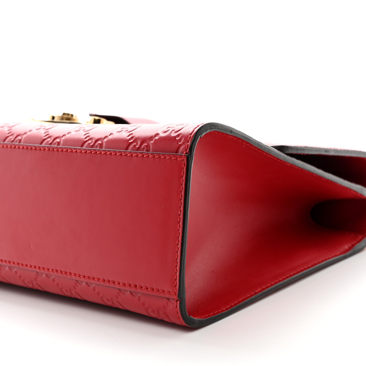 Gucci Guccissima Medium Padlock Shoulder Bag Hibiscus Red 9 of 12