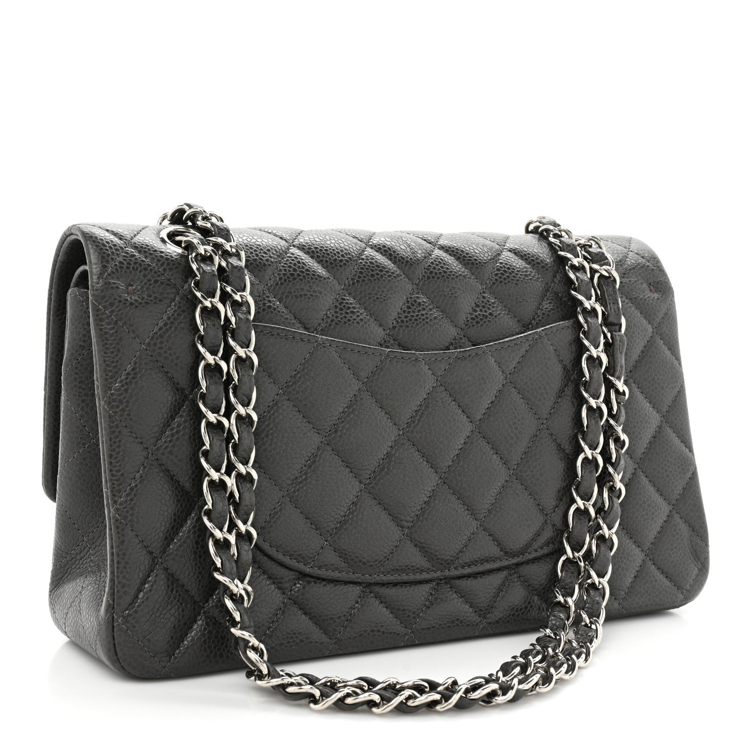 Chanel Caviar Quilted Medium Double Flap Dark Grey 3 of 16