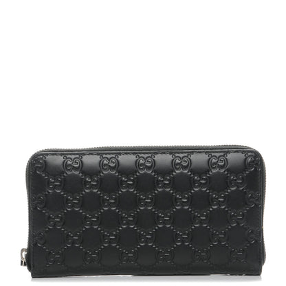 Gucci Guccissima Signature Zip Around Organizer Wallet Black 1 of 7