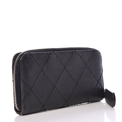 Chanel Caviar Outdoor Ligne Zip Coin Purse Wallet Black 3 of 14