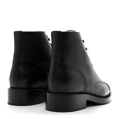 Chanel Calfskin Lace Up CC Combat Boots 40 Black 5 of 10