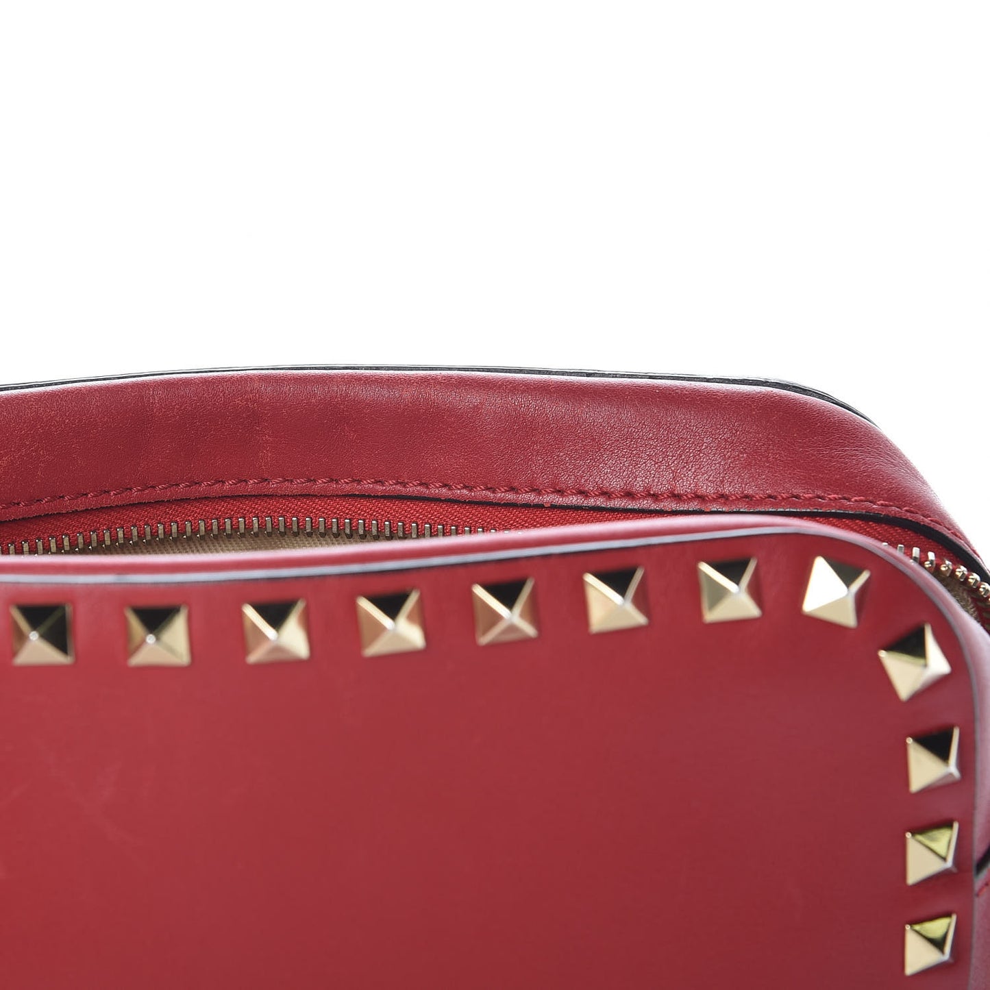 Calfskin Rockstud Camera Crossbody Bag Red