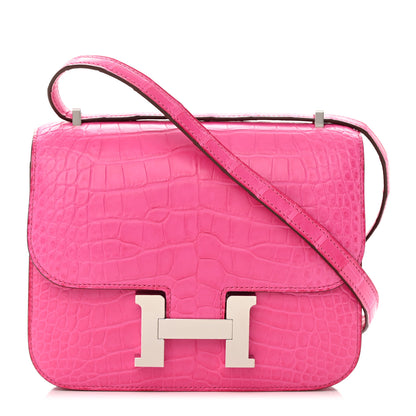 Hermes Matte Alligator Constance 18 Rose Shocking 1 of 14