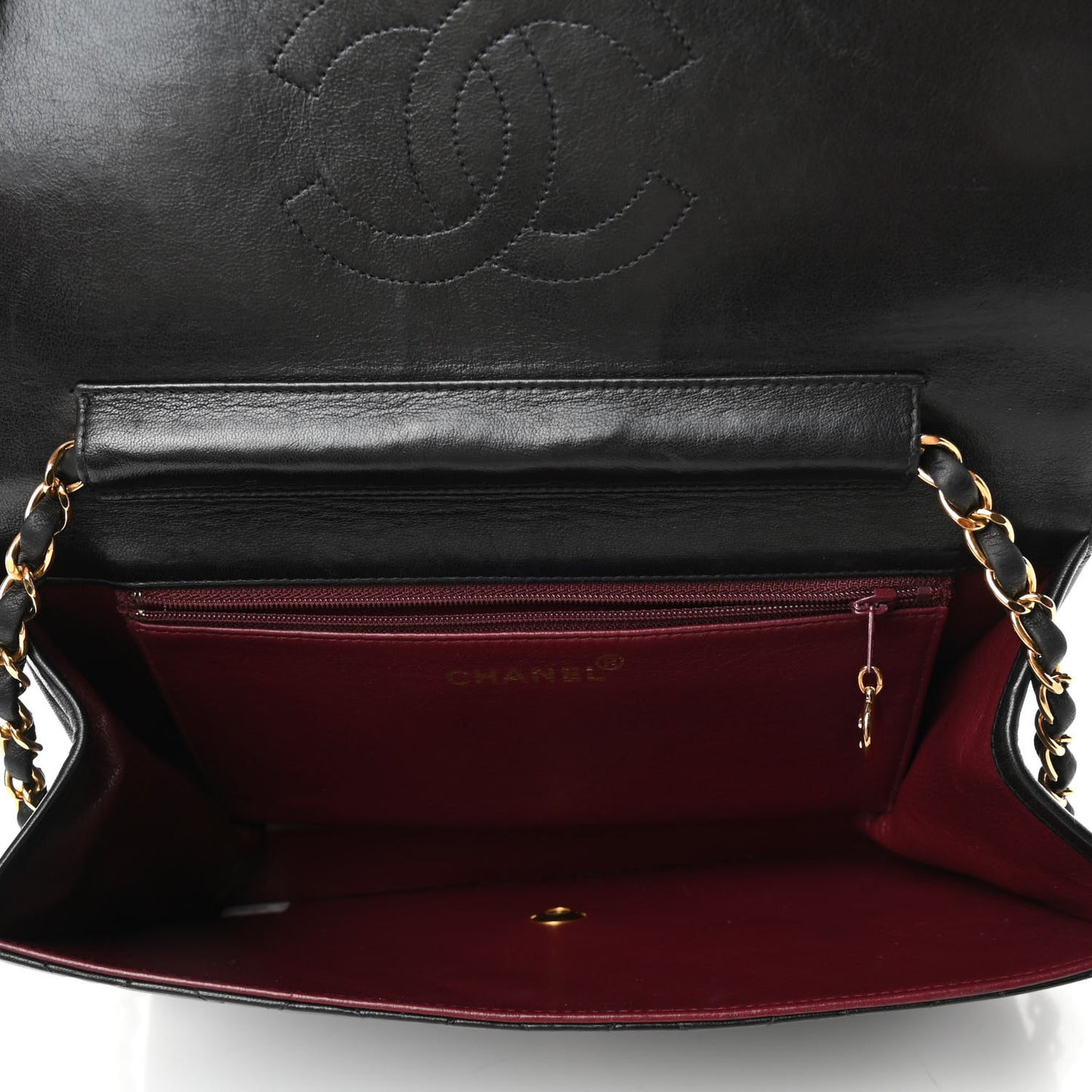 Lambskin Quilted Medium Single Flap Black