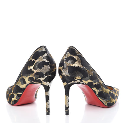Christian Louboutin Lurex Feline Decollete 554 85 Pumps Black Gold 5 of 11