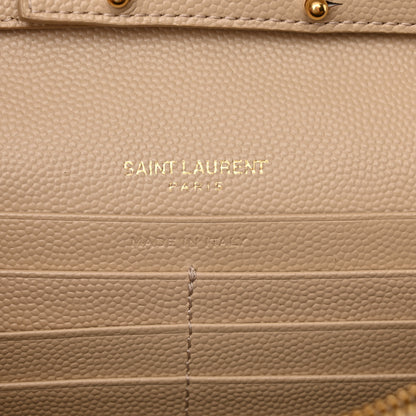 Saint Laurent Grain De Poudre Matelasse Chevron Monogram Chain Wallet Nude Powder 7 of 13