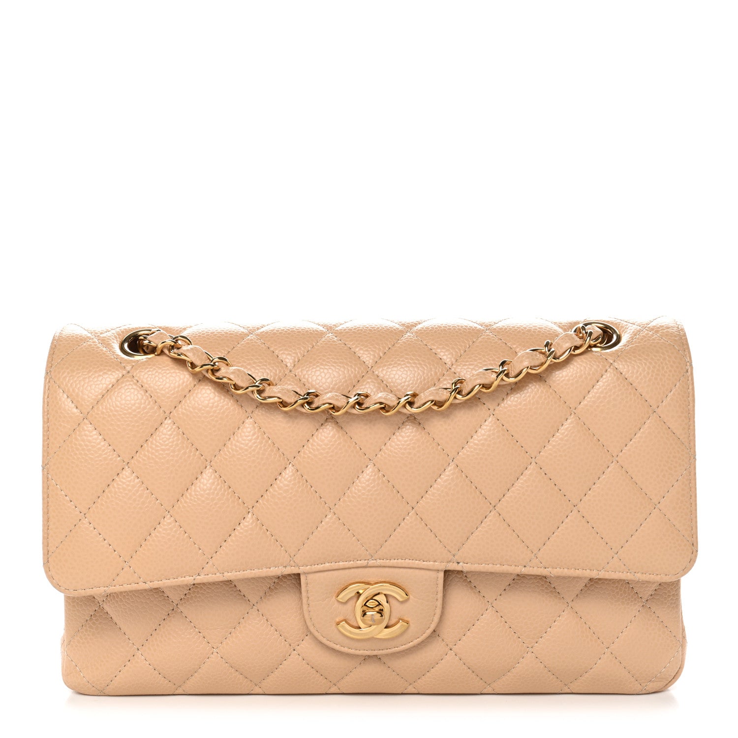 Chanel Caviar Quilted Medium Double Flap Beige 1 of 12