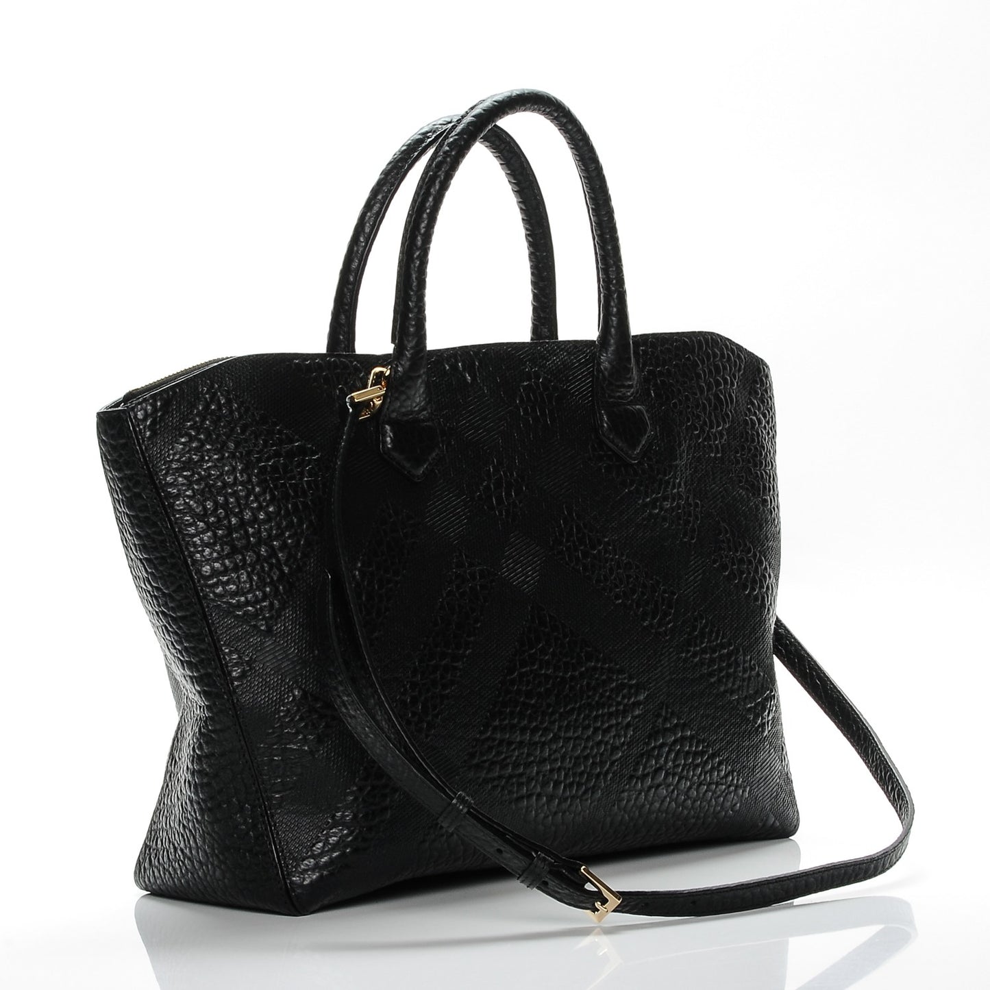 Heritage Grain Check Embossed Medium Dewsbury Tote Black