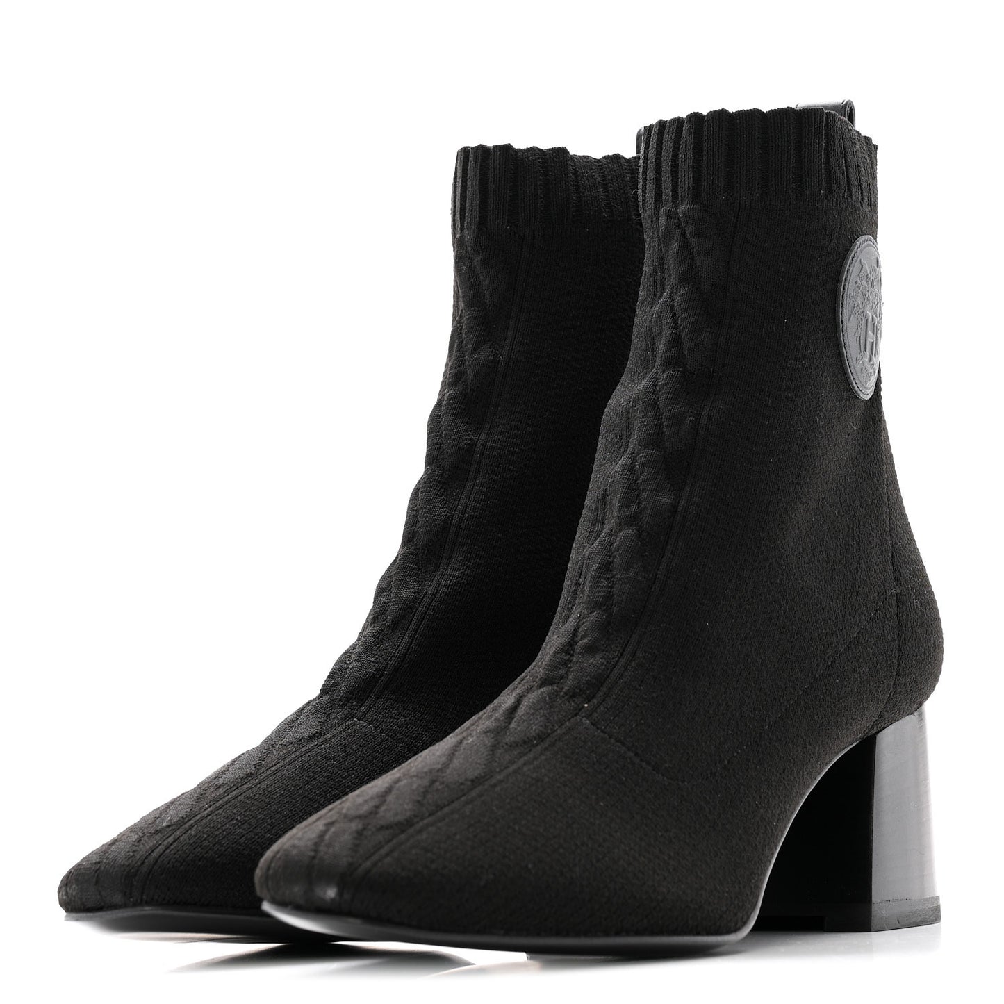 Knit Calfskin Volver 60 Ankle Boots 37 Black
