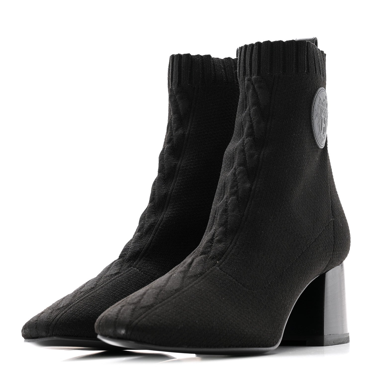 Hermes Knit Calfskin Volver 60 Ankle Boots 37 Black 4 of 10