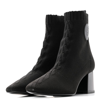 Hermes Knit Calfskin Volver 60 Ankle Boots 37 Black 4 of 10