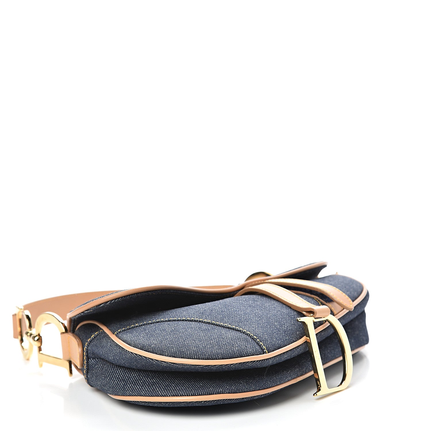 Christian Dior Denim Calfskin Saddle Bag Blue 3 of 10