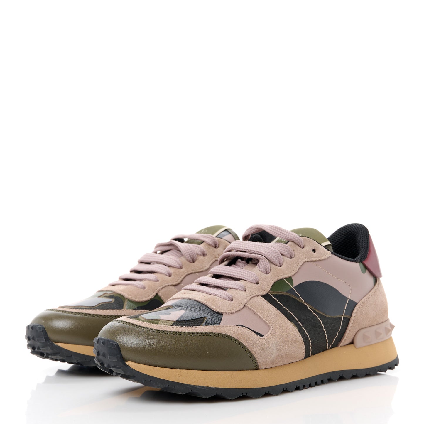 Fabric Suede Camouflage Womens Rockrunner Sneakers 36 Army Green Beige