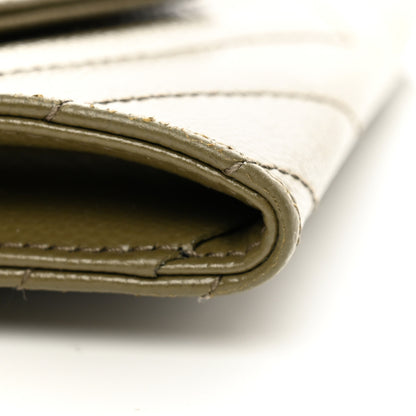 Saint Laurent Grain De Poudre Matelasse Chevron Small Monogram Envelope Wallet Vert Kaki 9 of 9