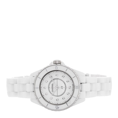 Chanel Stainless Steel Ceramic Diamond 33mm J12 Quartz Watch White 2 of 5