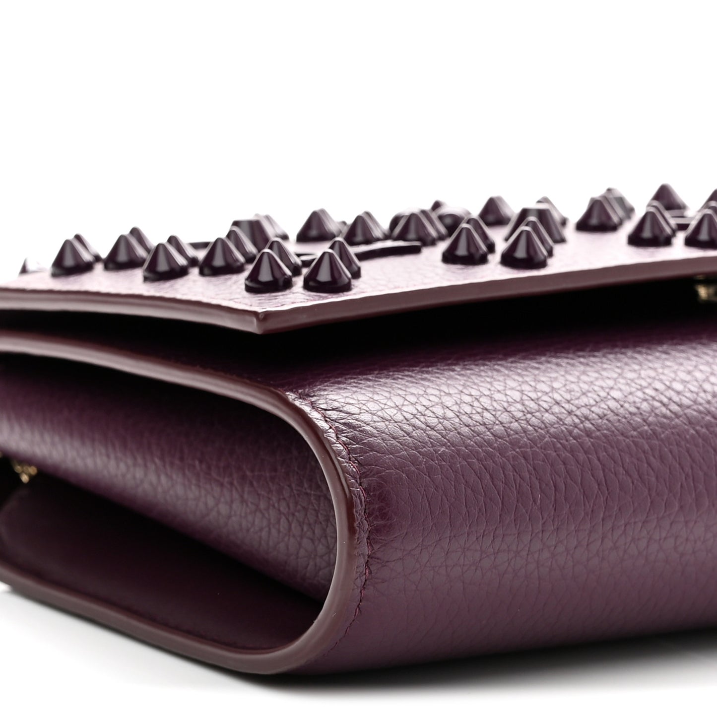 Calfskin Spikes Loubinthesky Paloma Clutch Merlot