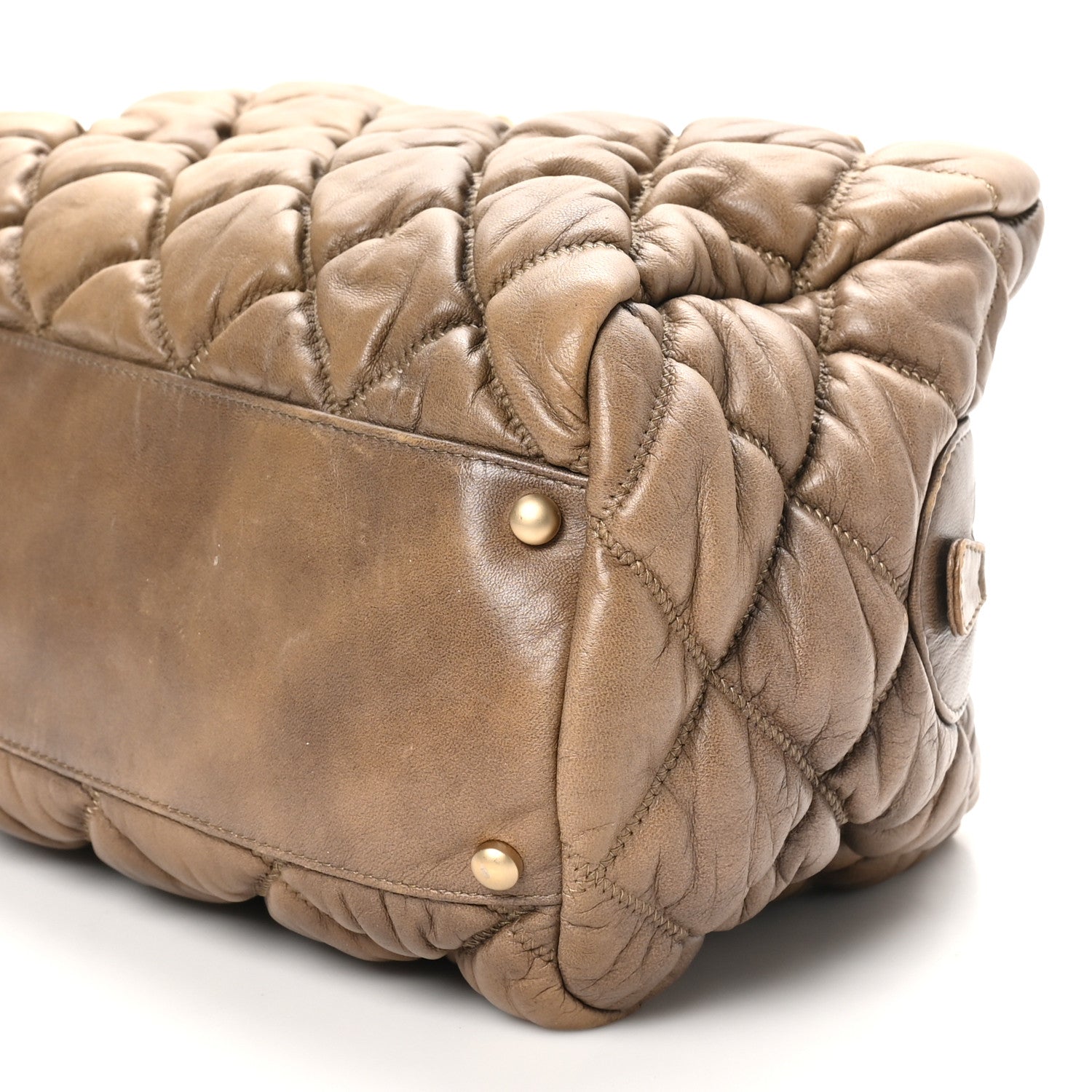 Chanel Lambskin Bubble Quilt Bowler Dark Beige 10 of 10