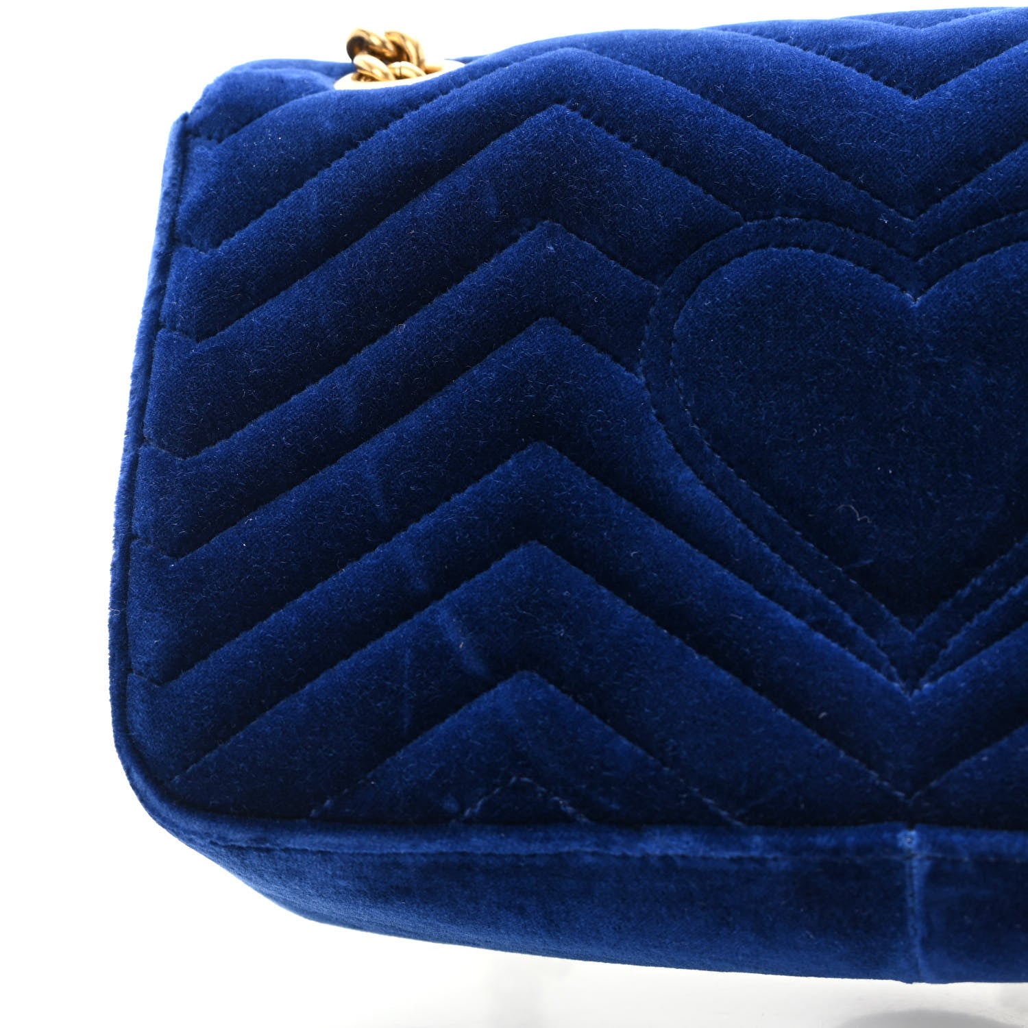 Gucci Velvet Matelasse Small GG Marmont Shoulder Bag Cobalt Blue 12 of 14