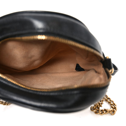 Gucci Azalea Calfskin Matelasse Heart Mini GG Marmont Round Shoulder Bag Black 5 of 10