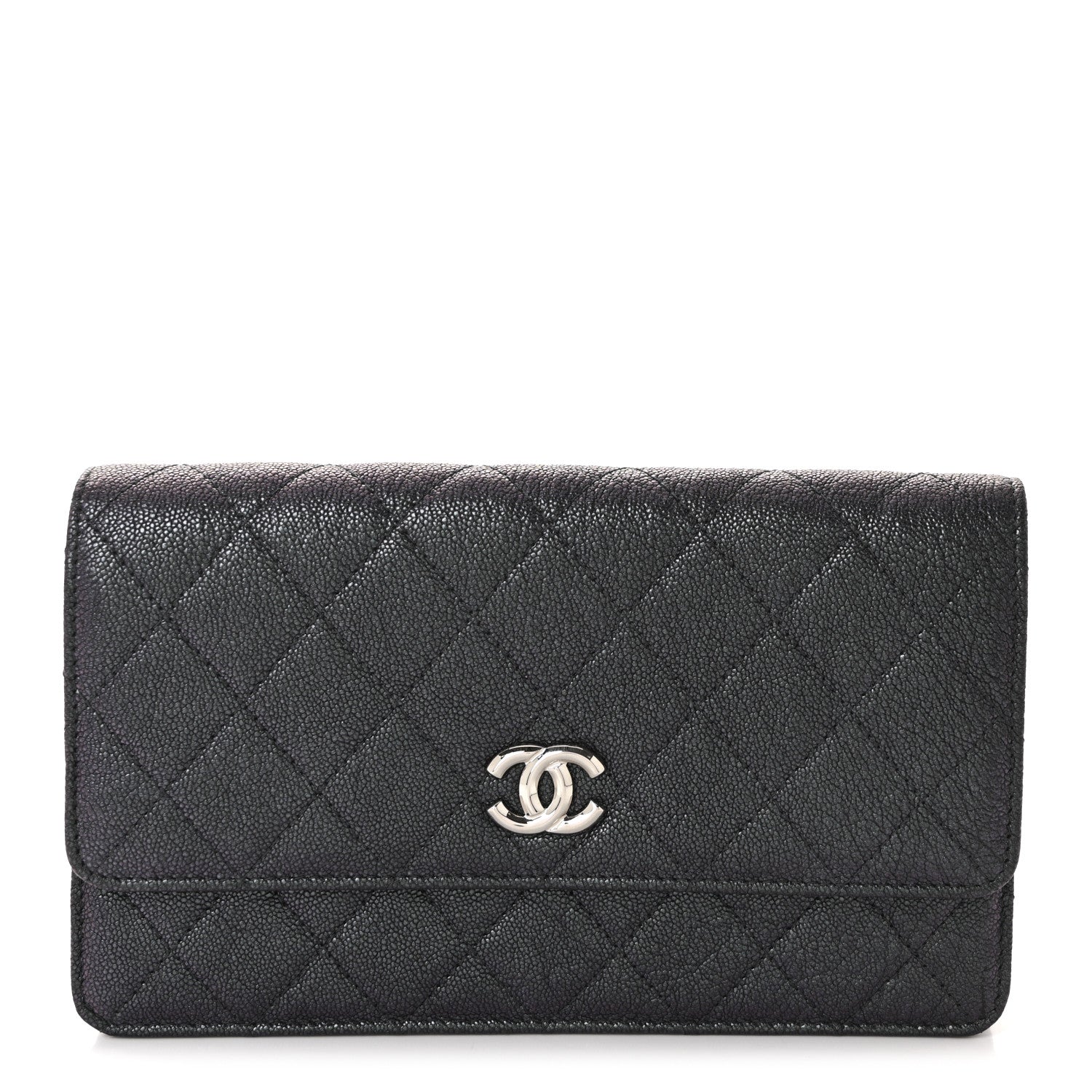 Chanel Iridescent Caviar Quilted Classic Pouch Clutch Black 1 of 10