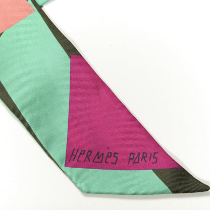Hermes Silk Sea Surf and Fun Twilly Vert Sapin Fuchsia Menthol 2 of 3