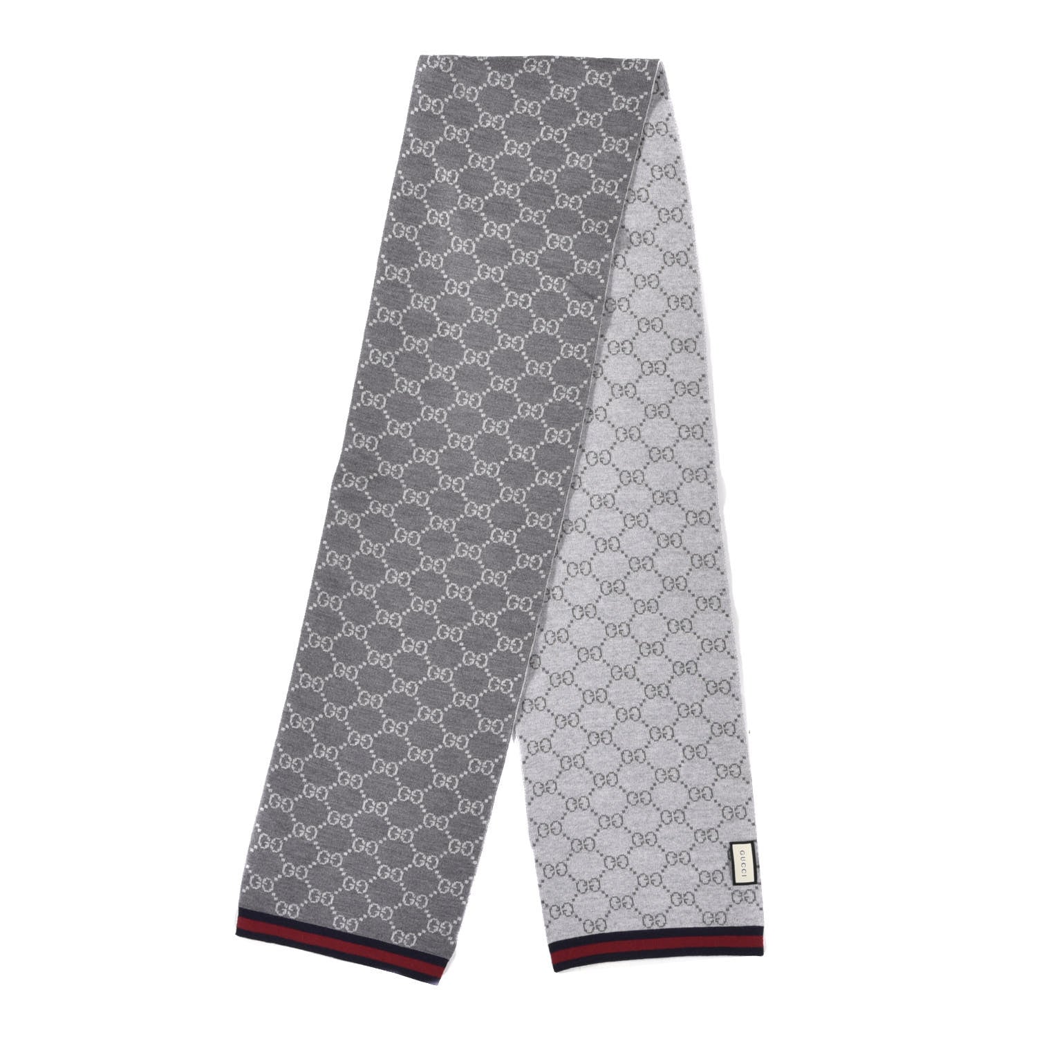 Gucci Wool Tricot GG Monogram Web Solange Scarf Coffee Ivory 2 of 3