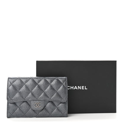 Chanel Metallic Caviar Quilted Small Flap Wallet Charcoal 9 of 9
