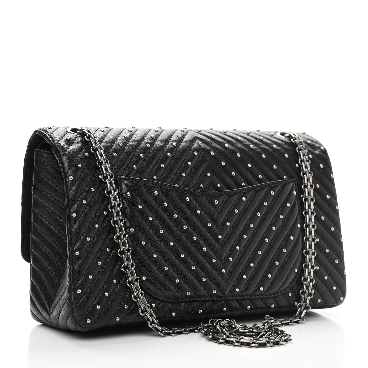 Chanel Sheepskin Chevron Quilted Studded 2.55 Reissue 226 Flap Black 3 of 13