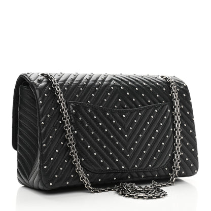Chanel Sheepskin Chevron Quilted Studded 2.55 Reissue 226 Flap Black 3 of 13