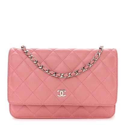 Chanel Lambskin Quilted Wallet On Chain WOC Pink 1 of 12