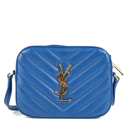 Saint Laurent Lambskin Chevron Small Classic Monogram Camera Bag Blue Majorelle 1 of 8