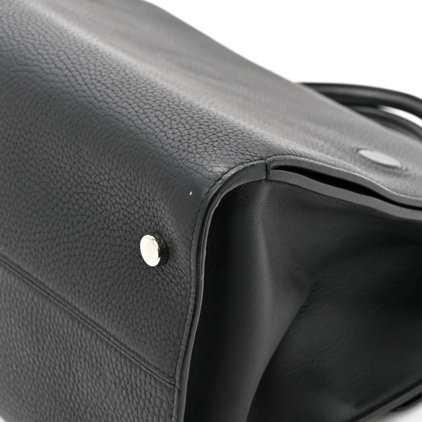 Grained Calfskin Large Diorever Flap Black