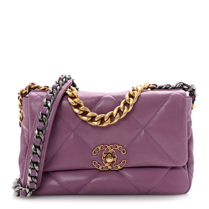 Chanel Goatskin Quilted Medium Chanel 19 Flap Violet Purple 1 of 11