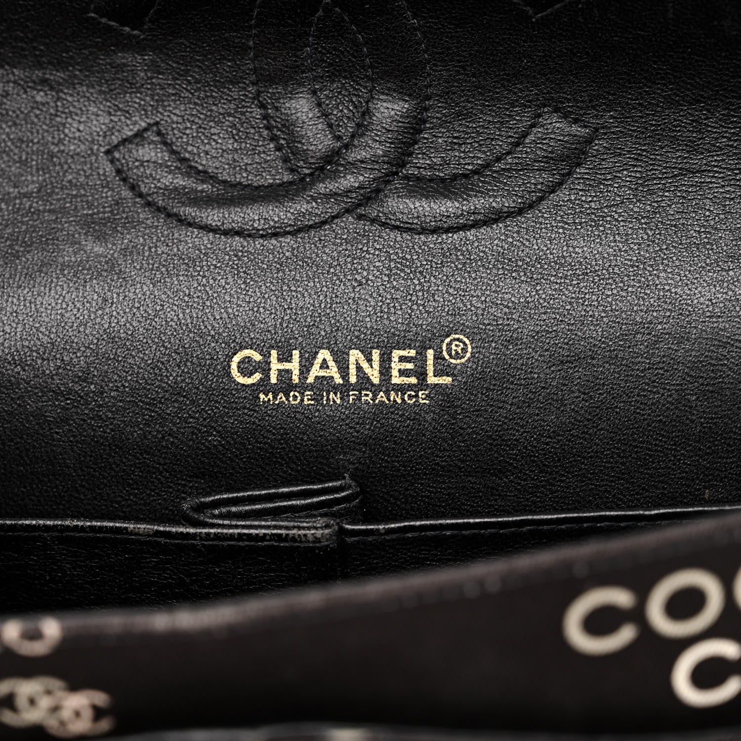 Chanel Canvas Coco Printed Quilted Medium Double Flap Black White 6 of 16