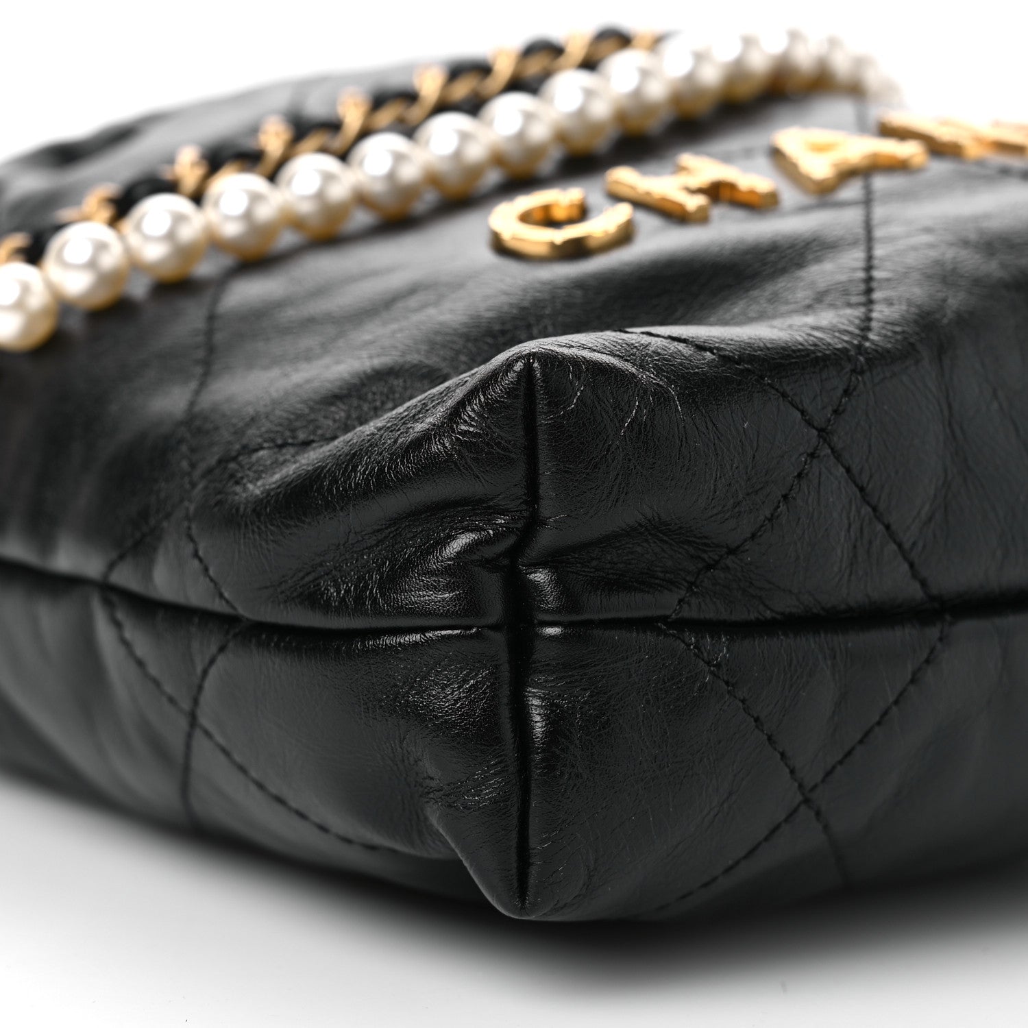 Chanel Shiny Crumpled Calfskin Quilted Pearl Mini Chanel 22 Black 9 of 10