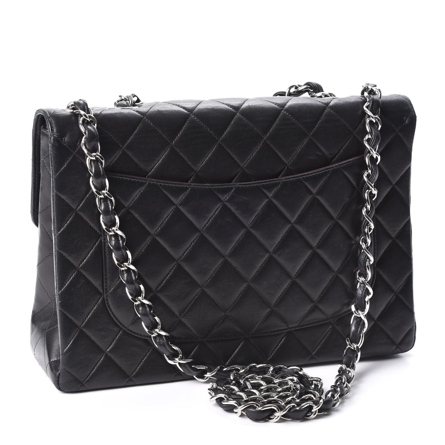 Lambskin Quilted Jumbo Single Flap Black