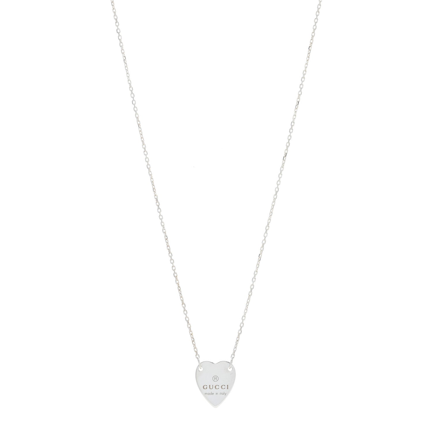 Gucci Sterling Silver Trademark Heart Pendant Necklace 1 of 4