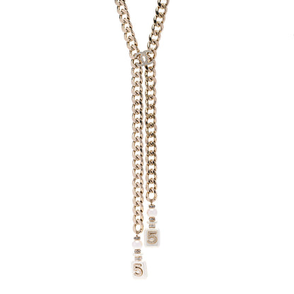Chanel Pearl Resin Crystal CC No 5 Perfume Bottle Chain Gold 1 of 7