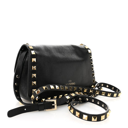 Valentino Garavani Vitello Mini Rockstud Flap Saddle Crossbody Bag Black 3 of 11
