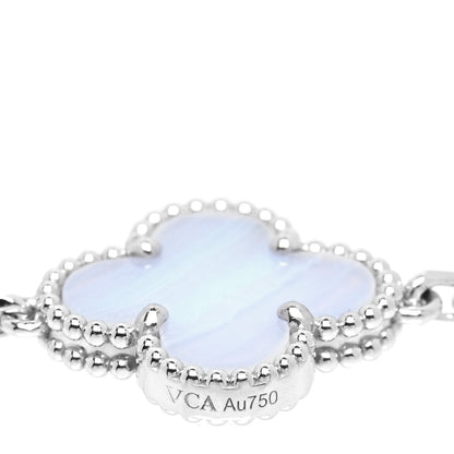 Van Cleef & Arpels 18K White Gold Chalcedony 5 Motifs Vintage Alhambra Bracelet 5 of 6