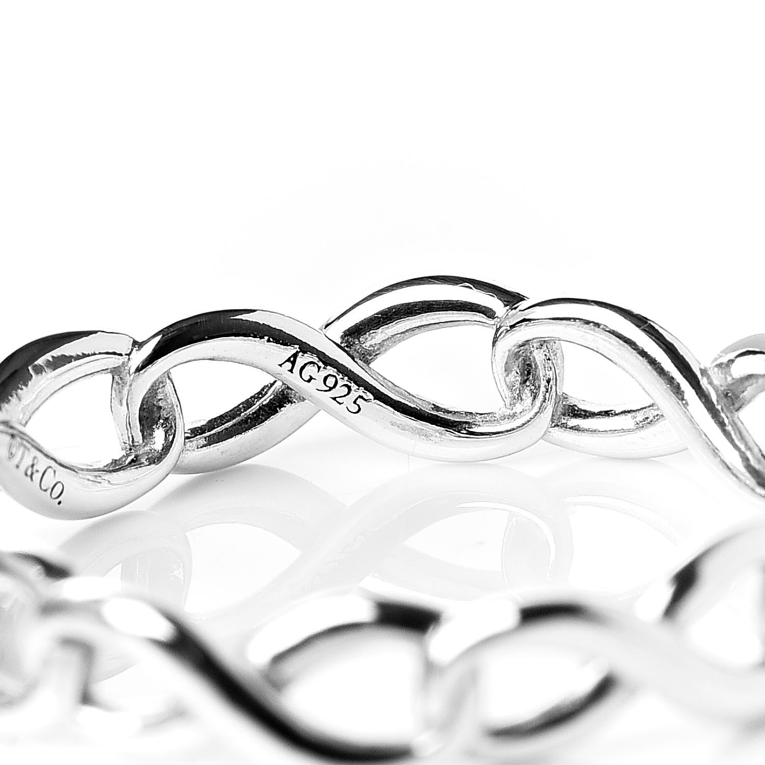 Tiffany Sterling Silver Narrow Infinity Band Ring 49 4.75 5 of 6