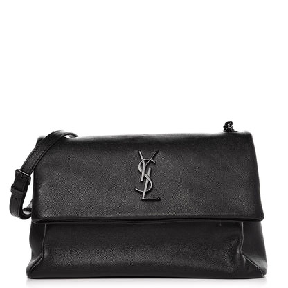 Saint Laurent Grain De Poudre Medium West Hollywood Monogram Fold-Over Black 1 of 7