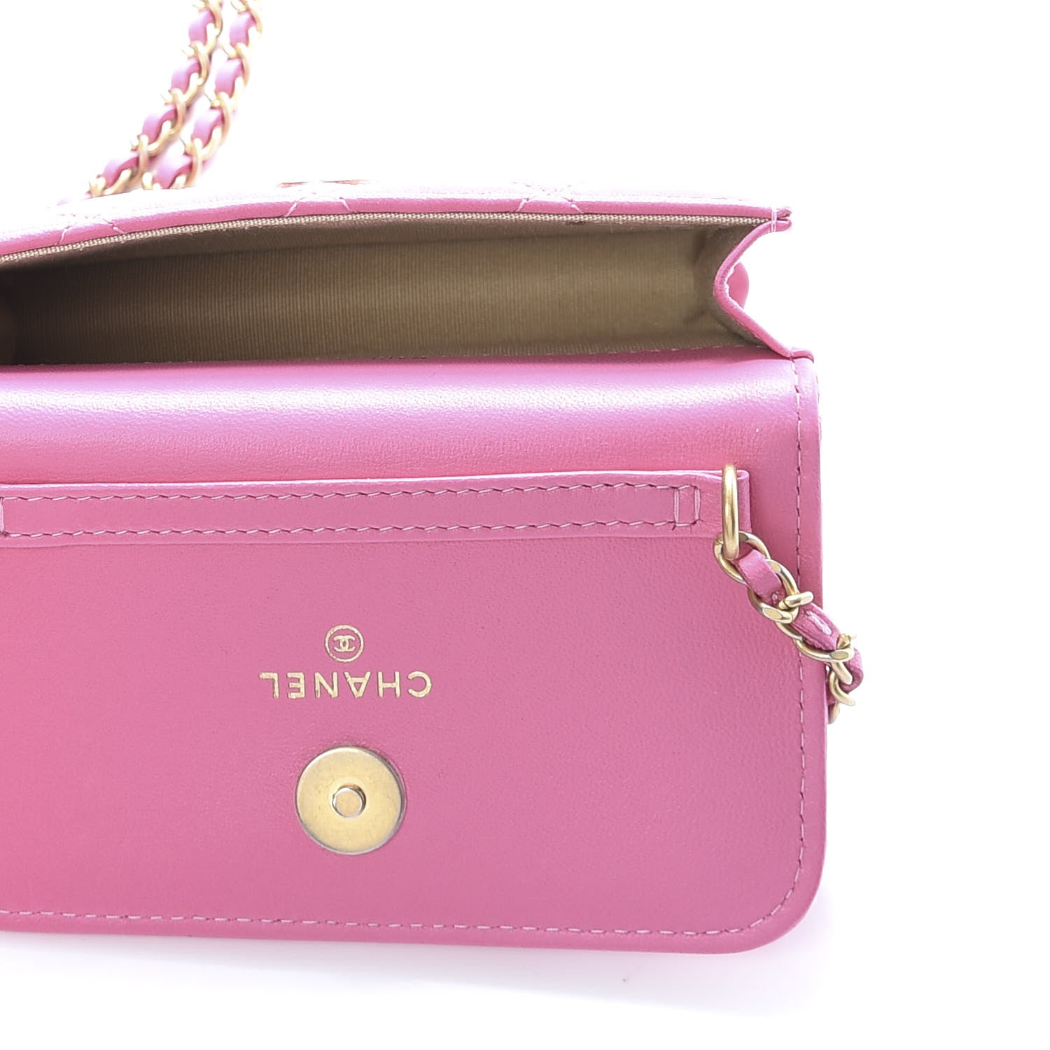 Chanel Lambskin Quilted Pearl Crush Clutch With Chain Pink 4 of 10
