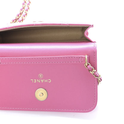 Chanel Lambskin Quilted Pearl Crush Clutch With Chain Pink 4 of 10