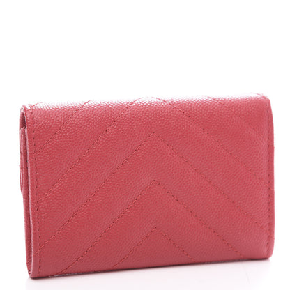 Chanel Caviar Chevron Quilted Flap Card Holder Red 2 of 9