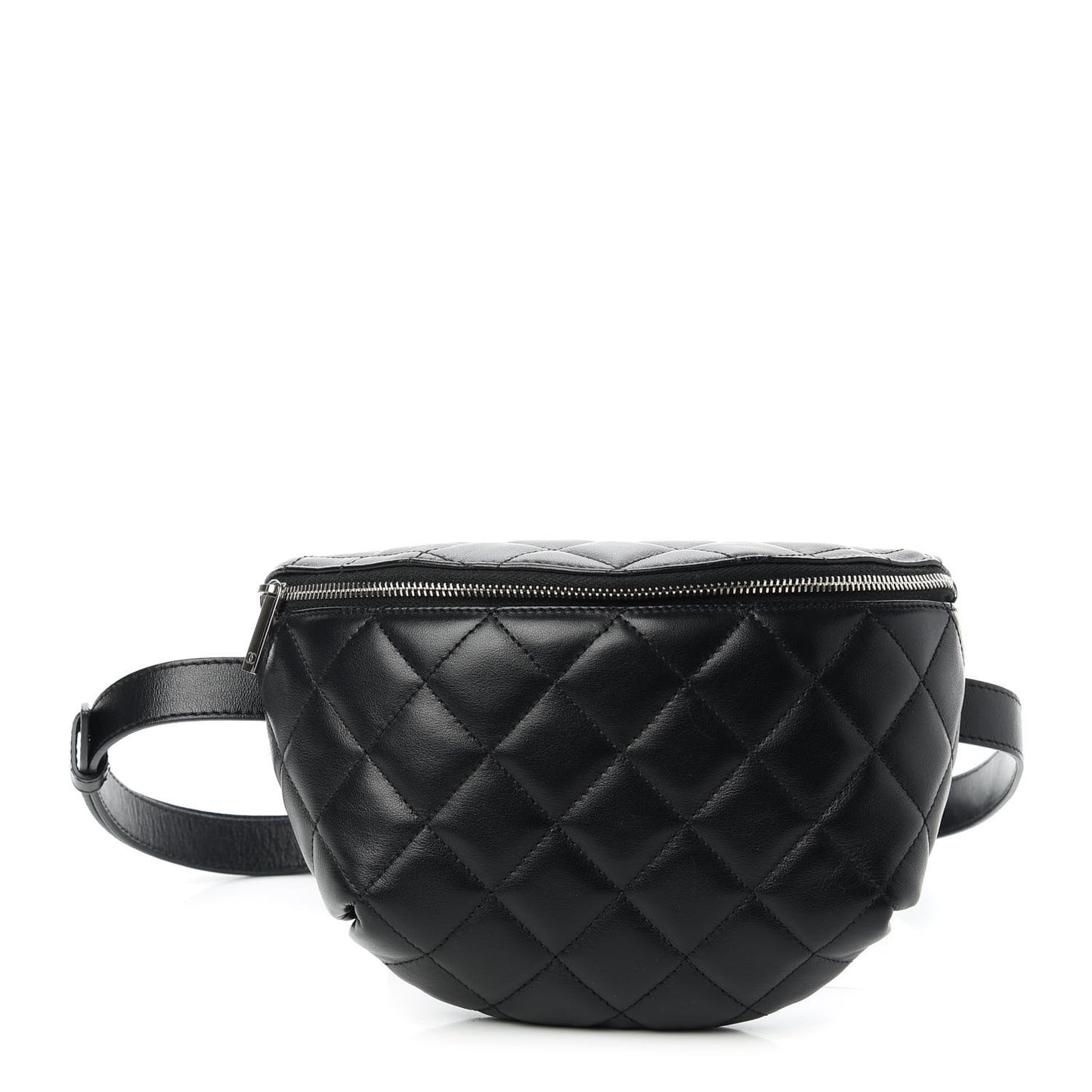 Lambskin Quilted Waist Belt Bag Black